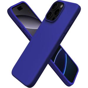 ORNARTO Compatible with iPhone 16 Pro Max Case 6.9", Slim Liquid Silicone 3 Layers Soft Gel Rubber Shockproof Protective Cover with Anti-Scratch Microfiber Lining-Klein Blue