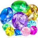 Prehalpty 10pcs Extra Large Diving Gems for Pool for Kids,4pcs 60mm Oversized Diamonds and 6pcs 30mm Acrylic Gems Pirate Treasures, Swimming Pool Toys Favors and Sensory Bin Filler