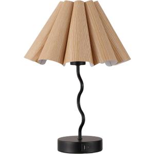 EOEYYOYB Pleated Table Lamp, Table Lamp for Bedroom, Bedside Lamps for Nightstand with Linen Lampshade, Modern Lamp for Bedroom Home Office Decor, Burlywood