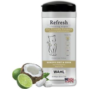 Wahl USA Cat Refresh Cleaning Wipes with Oatmeal Formula to Refresh and Clean Dirty Cats - 50 Count - 820017-500