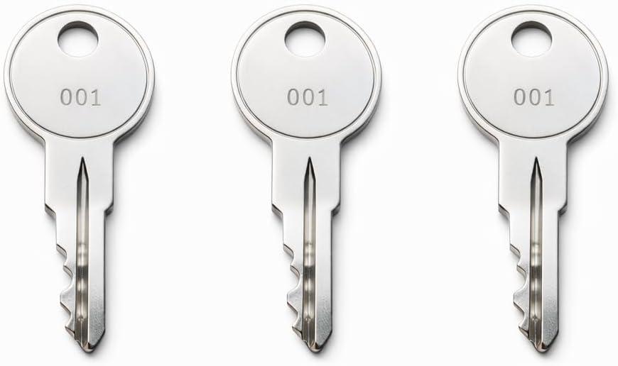 3-Pack 002 Keys Compatible with Husky Tool Box Cabinet Locks, Single-Sided Toolbox & Tool Chest Key, Pre-Cut to Code 001005