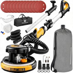 Drywall Sander, 780W Powerful Electric Drywall Sander with Vacuum Attachment, Auto Dust Absorption, Dustless Wall Sander with 26 Power Cord for Popcorn Ceiling, Drywall etc