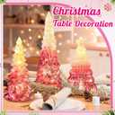 Funnymoom 3 Pack Glass Christmas Trees Decorations Gradient Lighted Christmas Tree 11.4 Inch Snow Top Glitter Xmas Winter Tabletop Centerpieces Gift for Home Fireplace Table Mantle Holiday(Pink)
