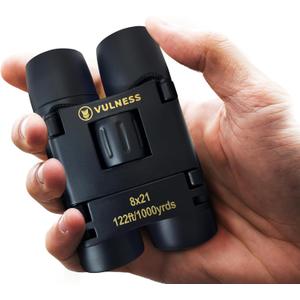Binoculars for Adults | Compact Small Mini Travel Binocular for Bird Watching High Powered Electronics Cruise Ship Essentials Norwegian Alaska Must Haves Hiking Camping Gear by VULNESS (Black, 8X21)