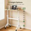 Marsail Mobile Stand Up Desk with Wheels, Adjustable Height Desk from 28.3″ to 46.5″, Rolling Standing Desk with Lockable Wheels, Portable Small Desk for Walking Pad and Treadmill, Nature, 31.5" x 15.7"