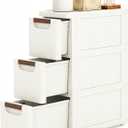 3 Drawers Narrow Bathroom Storage Cabinet, Slim Storage Cabinet, Plastic Slim Storage Cart Drawers for Small Spaces, Laundry, Office, Home, White, 3 Tiers