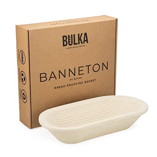 Bulka Large Oval 1kg Waffle Banneton Bread Proofing Basket Pressed Wood Pulp, Sourdough Proofing Basket – Non-Stick Brotform Sourdough Bread Baking Supplies, Made in Germany.