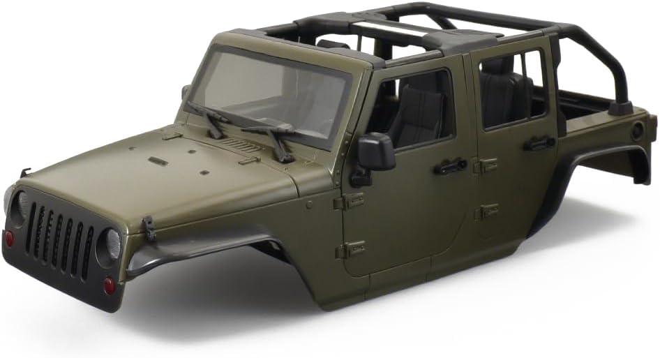1/10 RC Jeep Wrangler Convertible Hard Shell Kit, for 1/10 RC Crawler TRX4 Axial SCX10 90046 90027 313 Wheelbase Shell Modification Accessories (Military Green)