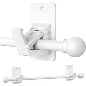 Heavy Duty Curtain Rods No Drilling for Windows 30 to 45 Inches,5/8 Inch Diameter No Drill Small Curtain Rod Set with Adhesive Brackets, White