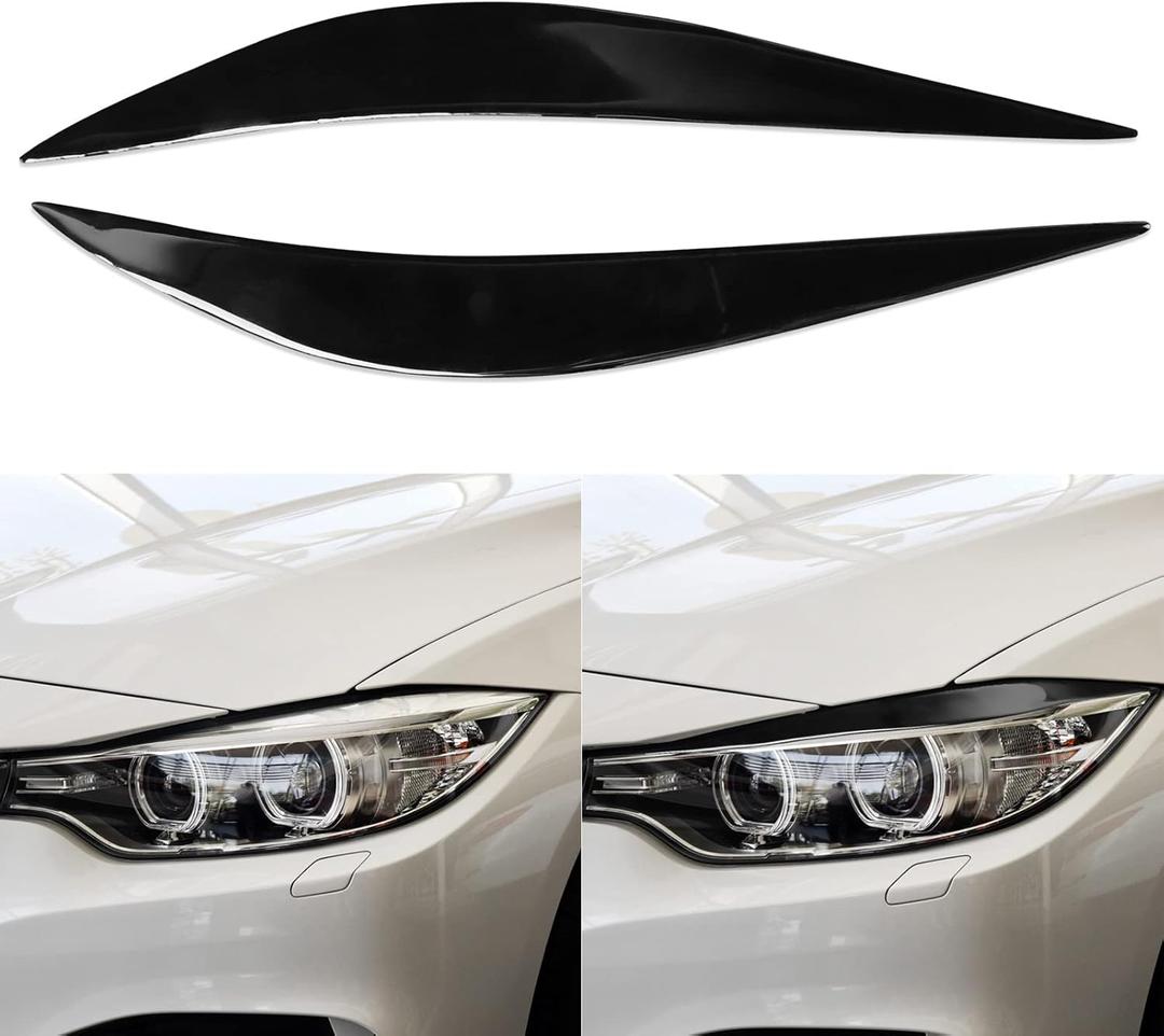 NVCNX Headlight Eyebrow Eye Lid Protection Decoration for BMW 4 Series F32 F33 F36 Car Headlamp Eyelid Strip Glossy Black Exterior Accessories for M3 M4 F80 F82 F83 (Piano Black)