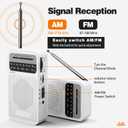 Portable Radio AM FM with Best Reception, Goodes Transistor Radio with Loud Speaker, 2AA Battery Operated, Headphone Jack for Indoor, Outdoor and Emergency Use - White