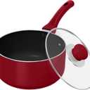 Utopia Kitchen Detachable handle Nonstick Saucepan with Glass Lid, Multipurpose Use for Home, Kitchen or Restaurant (Red)