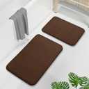 Yimobra Memory Foam Bathroom Rugs Sets 2 Piece - Super Soft Absorbent Quick Dry Bath Mat Set, Machine Washable Non Slip Floor Carpet for Tub Shower & Single Sink (17x24 & 31.5x20 Inch, Brown)