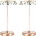 Pair of 23 Hooks Brass Spinning Jewelry Tree Rotate Display Stand Jewelry Organizer (Bronze)