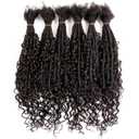DAIXI Boho Loc Extensions Human Hair with Curly Ends for Women, Can Be Dyed Bleached Handmade Human Hair Dreadlocks with Human Hair Curls Extend Out (1B-0.6cm-Straight, 20 Inch 30 Strands)