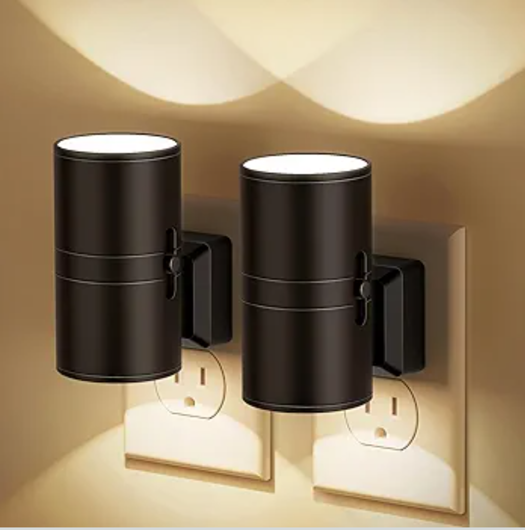 Night Lights Plug into Wall, Dimmable Night Light Plug in, Modern Night Lights with Dusk to Dawn Light Sensor, Soft White 3000K, 0-100LM Adjustable Brightness Nightlight for Hallway Bedroom, 2 Pack