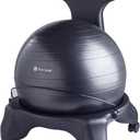 Gaiam Classic Balance Ball Chair  Ergonomic Stability Chair for Desk & Office | Yoga Ball Seat with Base, Air Pump, & Exercise Guide | Improves Posture & Core Strength (300 lb Capacity) (Black)