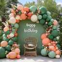 Sage Green Peach Balloon Arch, Double Stuffed Dusty Green Pastel Orange Blush Nude Matte Balloon Garland Kit for Baby Shower Birthday Bridal Wedding Easter Party Decoration