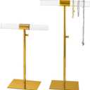 Jewelry Display Stand 2 Packs Stainless Steel Purse Display Stand Acrylic Necklaces Holder Towers Adjustable Height Tabletop Jewelry Organizer for Home Store Boutique