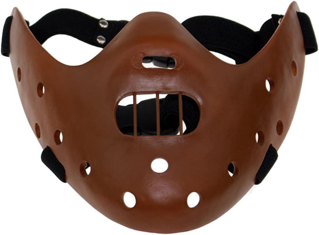 Bulex Halloween Mask Hannibal Lecter Mask Scary Halloween Realistic Horror Killer Mask Role Play Half Face Headwear Cosplay Resin Prop Brown