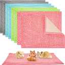 8 Pcs Guinea Pig Liner Washable Rabbit Cage Liner 16x12 Inch Guinea Pig Fleece Mats Reusable Bedding Pee Pads for Small Animals, Bunny (Gray, Green, Pink, Blue)