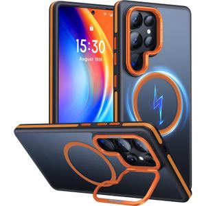 JAME for Samsung Galaxy S25 Ultra Case, [Compatible with Magsafe], [Military-Grade Protection], [with Camera Stand Guard] Shockproof Slim Fit Phone Case for Samsung Galaxy S25 Ultra Case, Orange