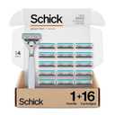 Schick Quattro Titanium 4-Blade Razors for Men | 1 Mens Razor Handle and 16 Refill Blades for Shaving (Multicolor)