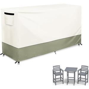 Bar Height Patio Dining Set Covers,100% Waterproof Outdoor Adirondack Bar Height Chairs and Table Sets Cover, Bar Table Set Covers for Patio Furniture Set,72" x 30" x 41" - Beige