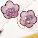 Gifts for Women Purple Flower Jewelry Dish Glass Ring Holder Decorative Jewelry Tray Cute Vanity Room Decor Aesthetic Nightstand Bathroom Decor Trinket Dish Friendship Birthday Christmas Gifts (2pcs)