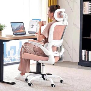TRALT Office Chair Ergonomic Desk Chair, 330 LBS Home Mesh Office Desk Chairs with Wheels, Comfortable Gaming Chairs (Pink), Pack of 1