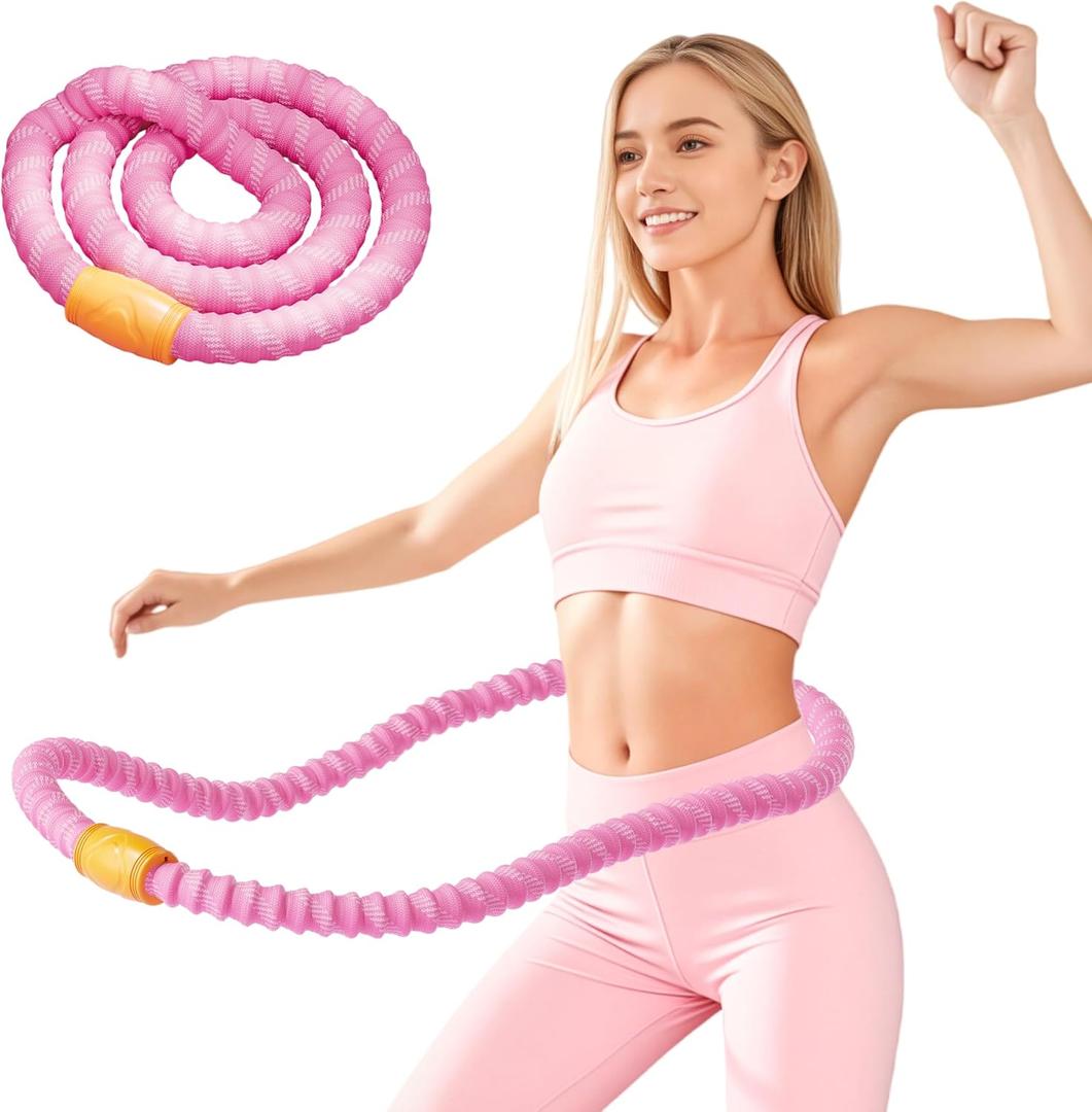 Weighted Hoop for Adults, Soft Spring Hoop Weight Loss, 3.3lb Foldable Hoops for Women Man, Noiseless Design, Portable Slimming Exercise Hoop Equipment for Home Workout