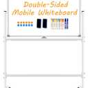 BSTPCOO Double-Sided Dry Erase Board with Stand 36"x24", Magnetic Mobile White Board Rolling Whiteboard on Wheels Drawing whiteboard with Stand for Kids & Adults, 2 Eraser, 10 Markers, 12 Magnets
