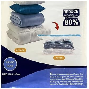QQbed 4 Pcs Super Jumbo Size 51"X47" Vacuum Storage Bags for Storage Organization