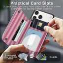 for iPhone 17 Pro Wallet Case with Card Holder, Military-Grade Drop Protection, Flip PU Leather Built, Double Magnetic Clasp and Durable Shockproof for iP17 Pro 6.3Inch Cover-Stripes (Pink)