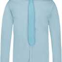 Van Heusen Boys' Long Sleeve Collared Button-down Dress Shirt and Tie Set (Blue, XL)