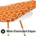 Smiry Round Picnic Tablecloth, Waterproof Elastic Fitted Table Covers for 57" - 68" Tables, Wipeable Flannel Backed Vinyl Tablecloths for Camping, Indoor, Outdoor, Orange & White