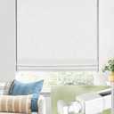 No Tools No Drill Cordless Roman Shades for Indoor Windows 100% Blackout, for Window Size 27" W × 64" H White