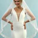 Lace Veil Wedding Veil with Metal Comb, Soft Tulle Bridal Veil, Veils for Women Wedding (Beige)