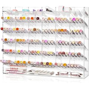 MotiMind Acrylic Pen Organizer Storage for 420 Markers Vertical Marker Organizer Acrylic Pen Display Holder for Office Desk Desktop Stationery Pencil Storage, Clear, 18 x 4 x 14.5 Inch
