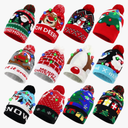 15PCS Light Up Christmas Hat, Christmas Beanie Knit Hats for Adults Family Men Women,Xmas Christmas New Years Holiday Party Winter Snow Sweater Hats Decorations, Free Size