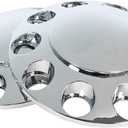 Front and Rear Wheel Axle Cover Center Caps Hub Cover Chrome Semi Truck with 33mm Lug Nut Covers Screw-on