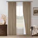 Light Brown Pinch Pleated 100% Blackout Linen Curtains for Bedroom 84 Inch Length Room Darkening with Liner Tan Coffee Window Curtains 84 Inches Long for Living Room Black Out Pleat Drapes Back Tab