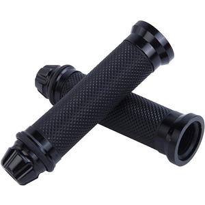 Motorcycle Hand Grips with Bar End Cap, Racing CNC Aluminum & Soft Rubber Handlebar Universal for 7/8"(22mm) Handle Bar (black)