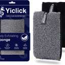 Yiclick Exfoliating Body Scrubber (2 Pack), Exfoliating Body Sponge for Shower Bath, Body Exfoliator Scrubber, Dead Skin Exfoliator for Body Scrub, Exfoliating Loofah Washcloth Gloves with Handle (Black)
