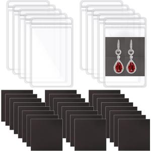 Gersoniel 100 Pieces Anti Tarnish Strips for Jewelry with Clear Plastic Anti Tarnish Jewelry Bags Sets Include 50 Strips and 50 Seal Small Zipper Bag Storage Supplies Earring Screw(2.8 x 4 Inch)