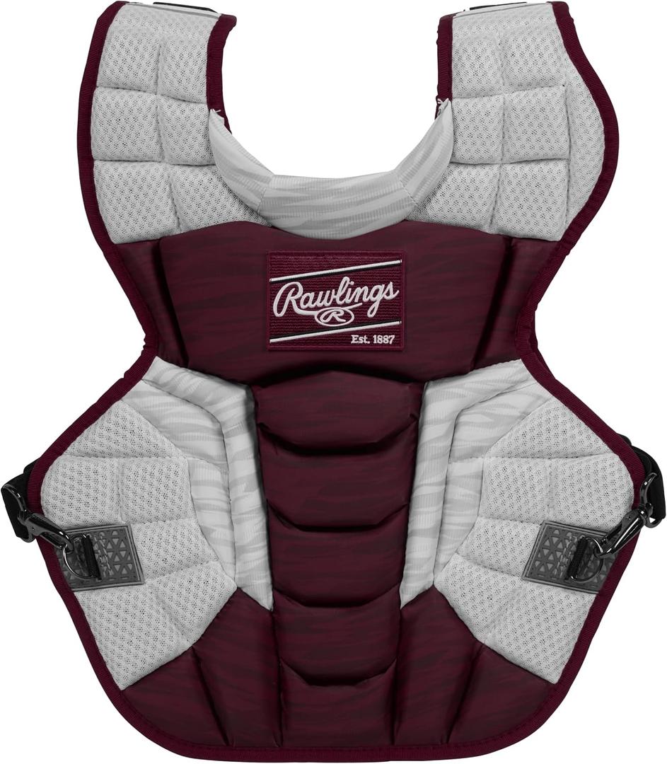 Rawlings | Velo 2.0 Catcher's Chest Protector | Baseball | Intermediate - 15 1/2" | Maroon/White