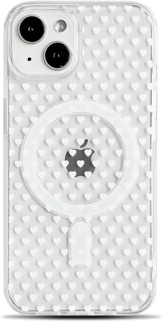 NITITOP for iPhone 13/14 Case Cute Heart - White Heart