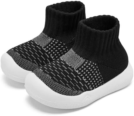 Eashi Baby Boy Girl Non-Skid Indoor Infant Walking Shoes Breathable Warm Elastic Sock Shoes with Memory Sole Protect Toes Outdoor Sneakers Size 6.5