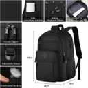 ZUBOND Unisex Black Backpack for School, Lightweight Boys Girls Backpack Fits 17.3 Inch Notebook, Water Bottle Pocket - Ideal for Teens, College Students, Adults