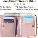 RNIEGA Wallet Women Small RFID Blocking Bifold Leather Wallets for Women Vintage Coin Purse With Zipper and Kiss Lock